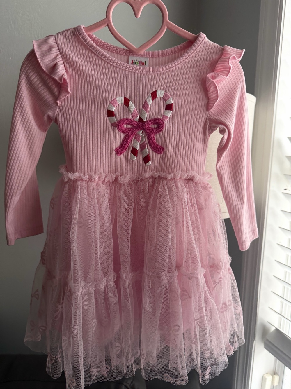 Pink Ruffle Tulle Candy-Cane Dress